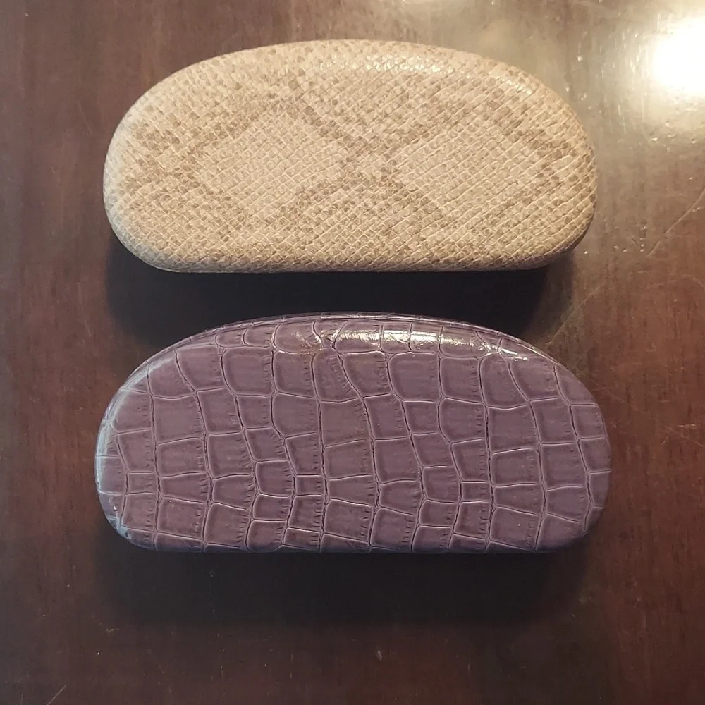 L. Durand Snakeskin and Crocodile Skin XL Hard Sunglasses Case Set EUC/NWOT!